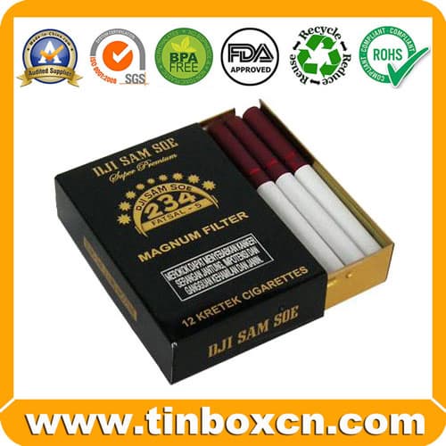 Rectangular Cigarette Tin with Sliding Cover_ Slide Tin Box